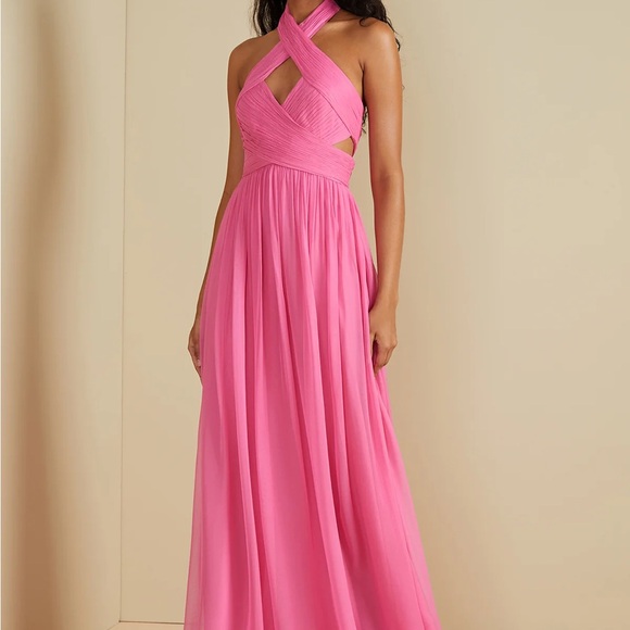 AMUR Dresses & Skirts - AMUR Pink Halter Maxi Dress size 4 small